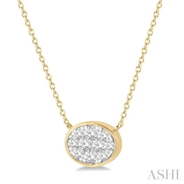 1/3 Ctw Oval Shape Lovebright Diamond Necklace in 14K Yellow and White Gold