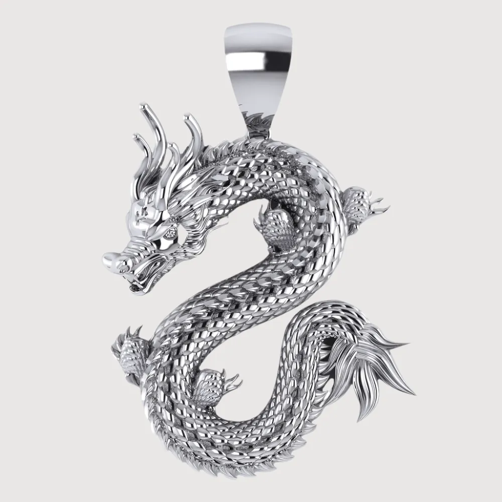 14k Gold Chinese Dragon Pendant