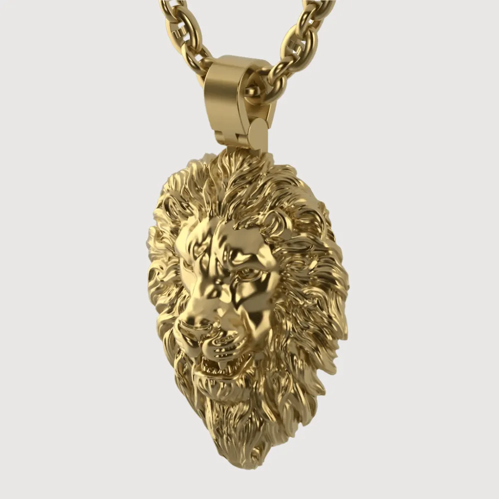 14k Gold Lion Head Pendant