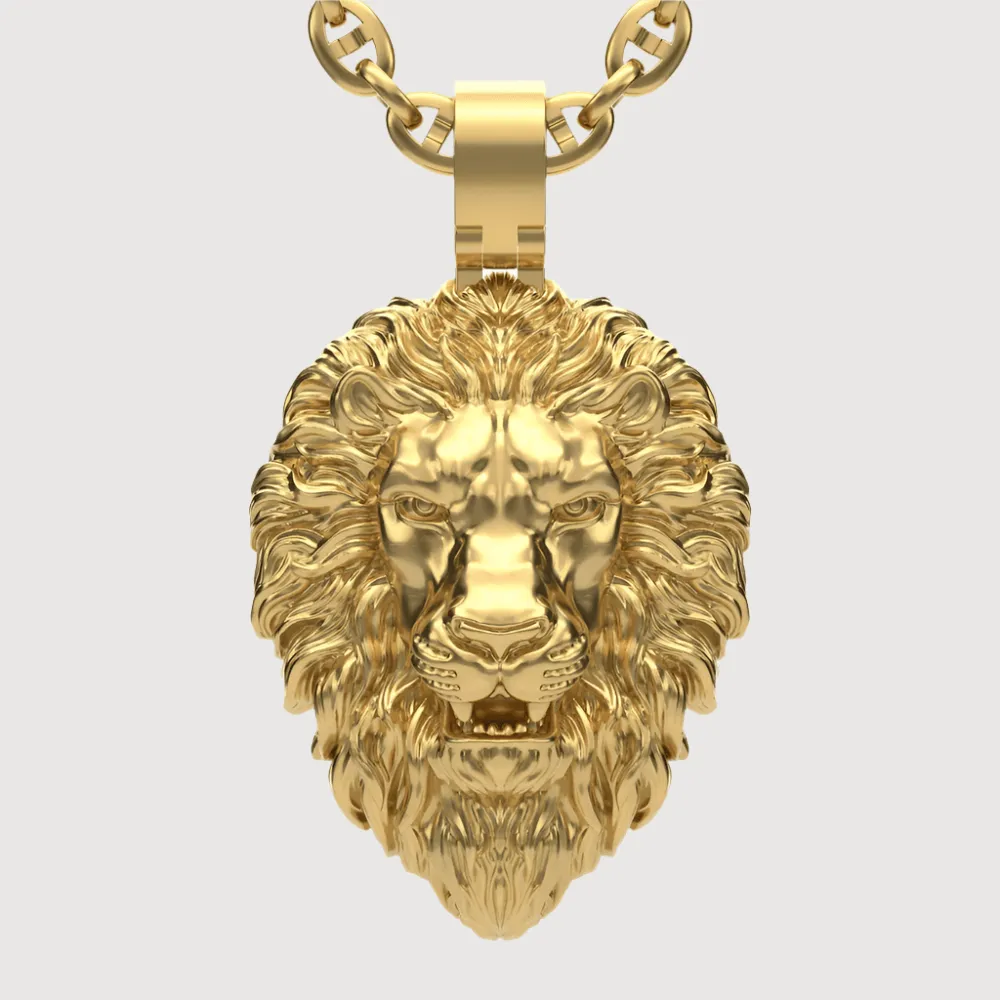 14k Gold Lion Head Pendant