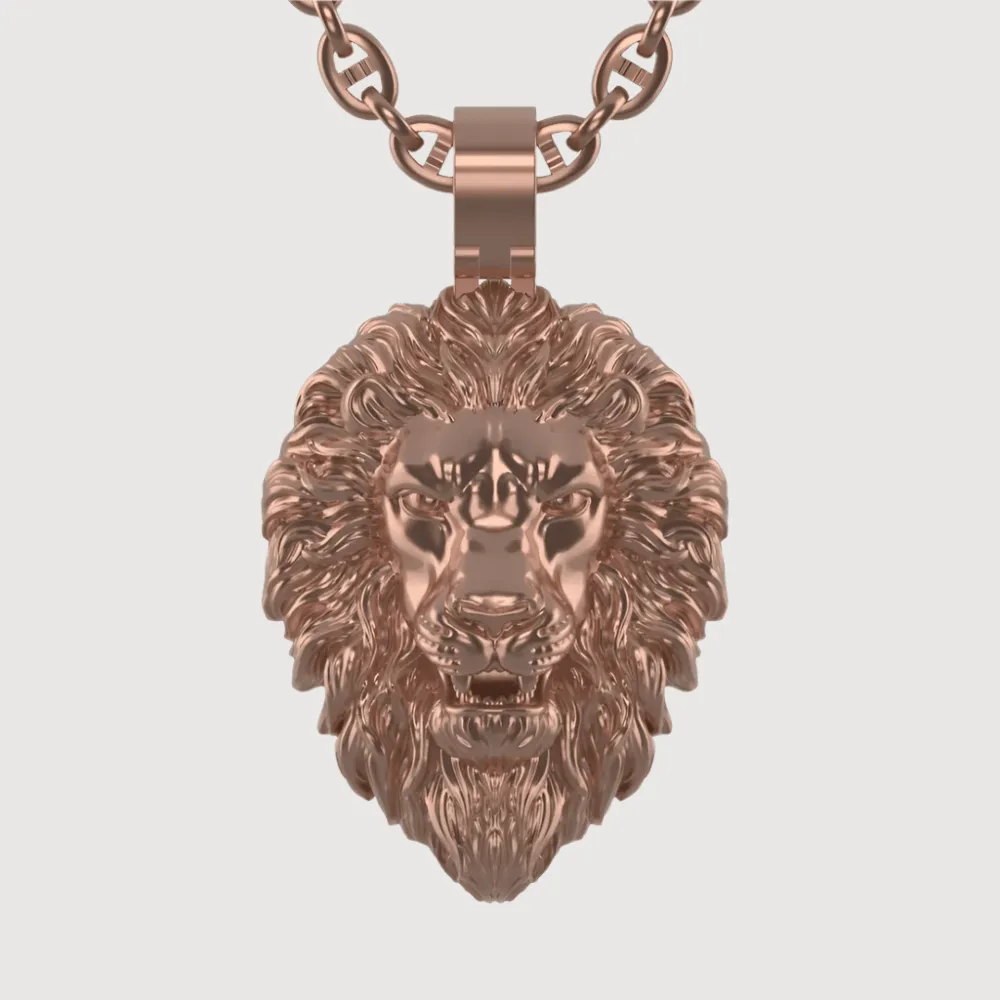 14k Gold Lion Head Pendant