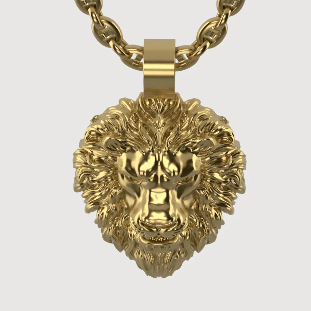 14k Gold Lion Head Pendant