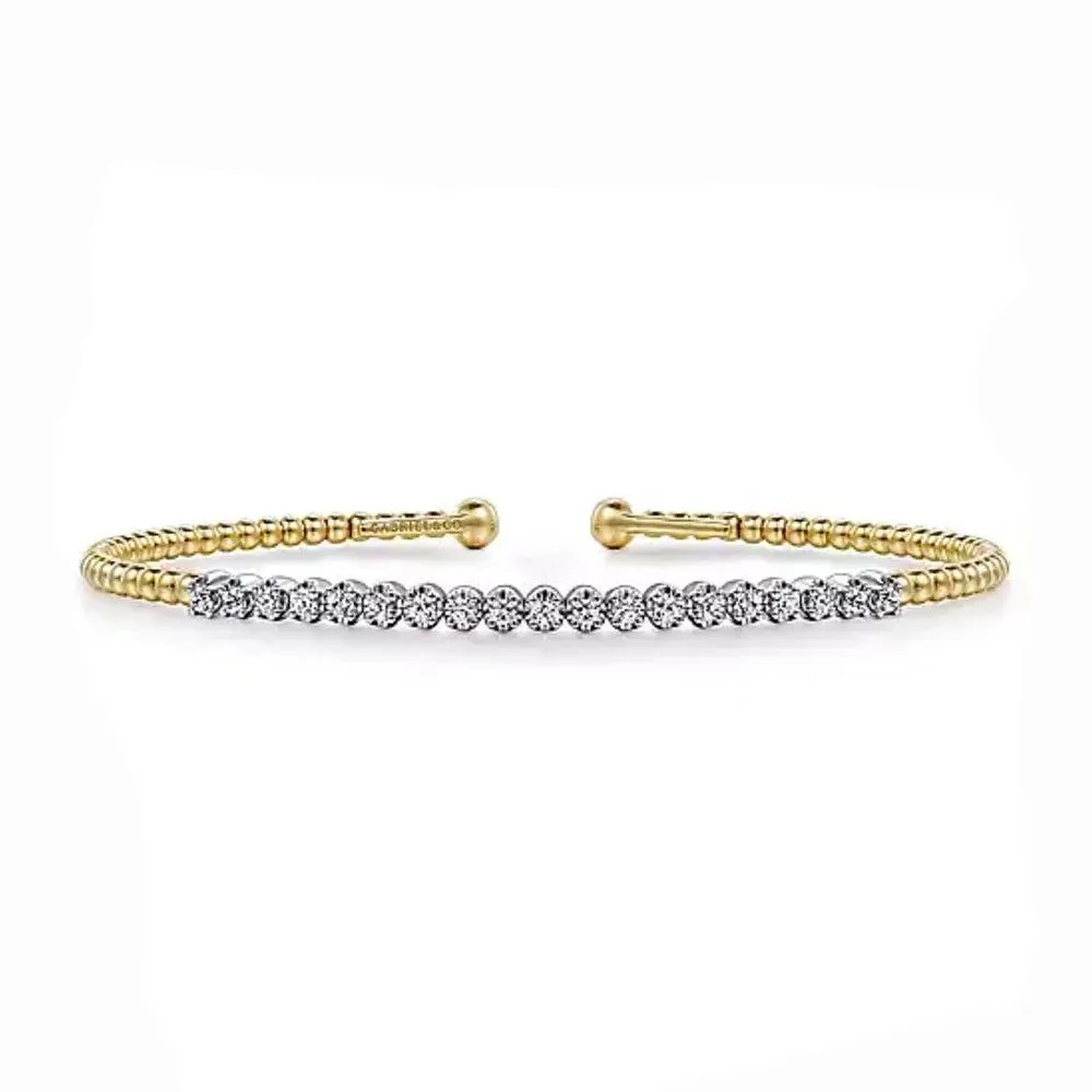 14K White-Yellow Gold Bujukan Diamond Cuff Bracelet