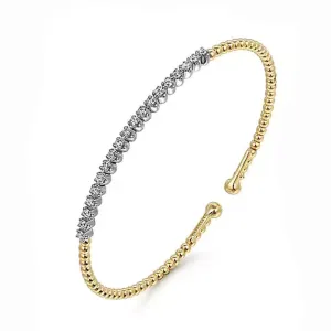 14K White-Yellow Gold Bujukan Diamond Cuff Bracelet