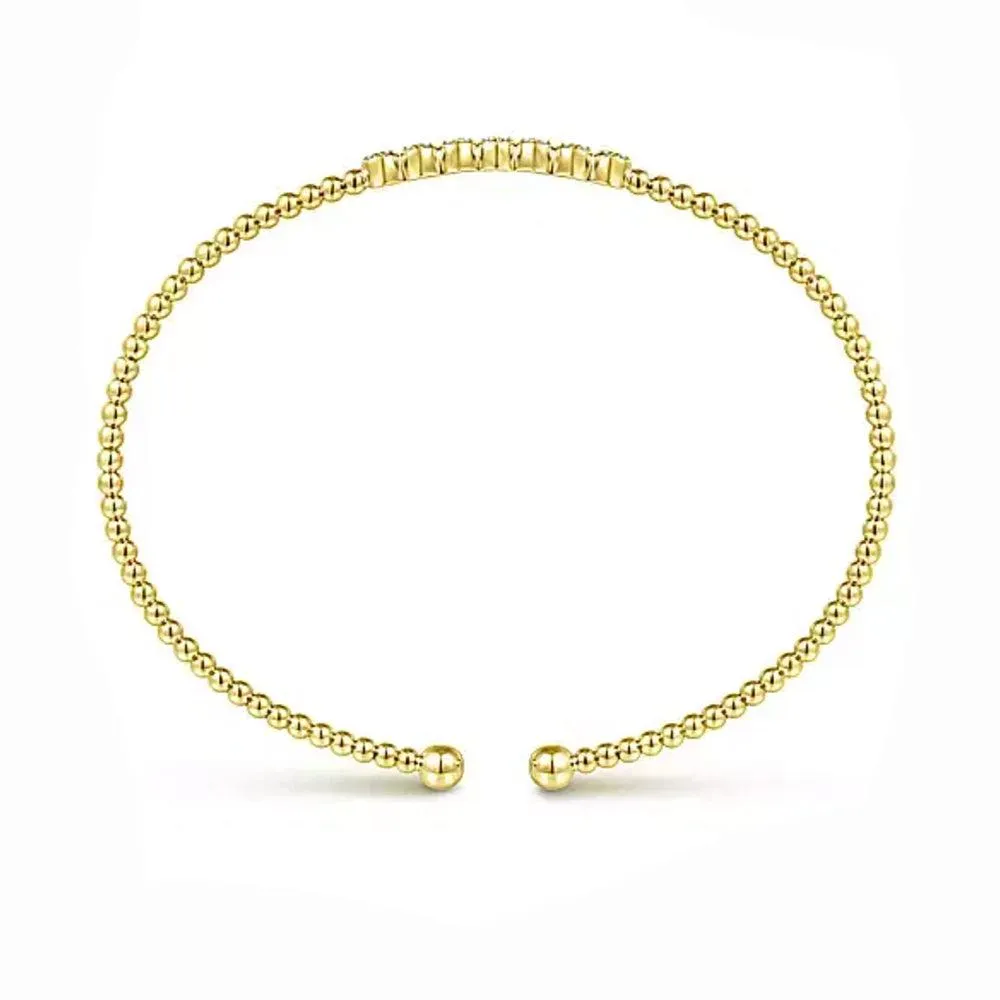 14K Yellow Gold Bujukan Bead and Cluster Diamond Bangle