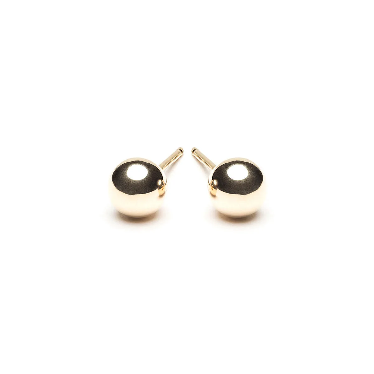 14k Yellow Gold Stud Earrings Medium Ball