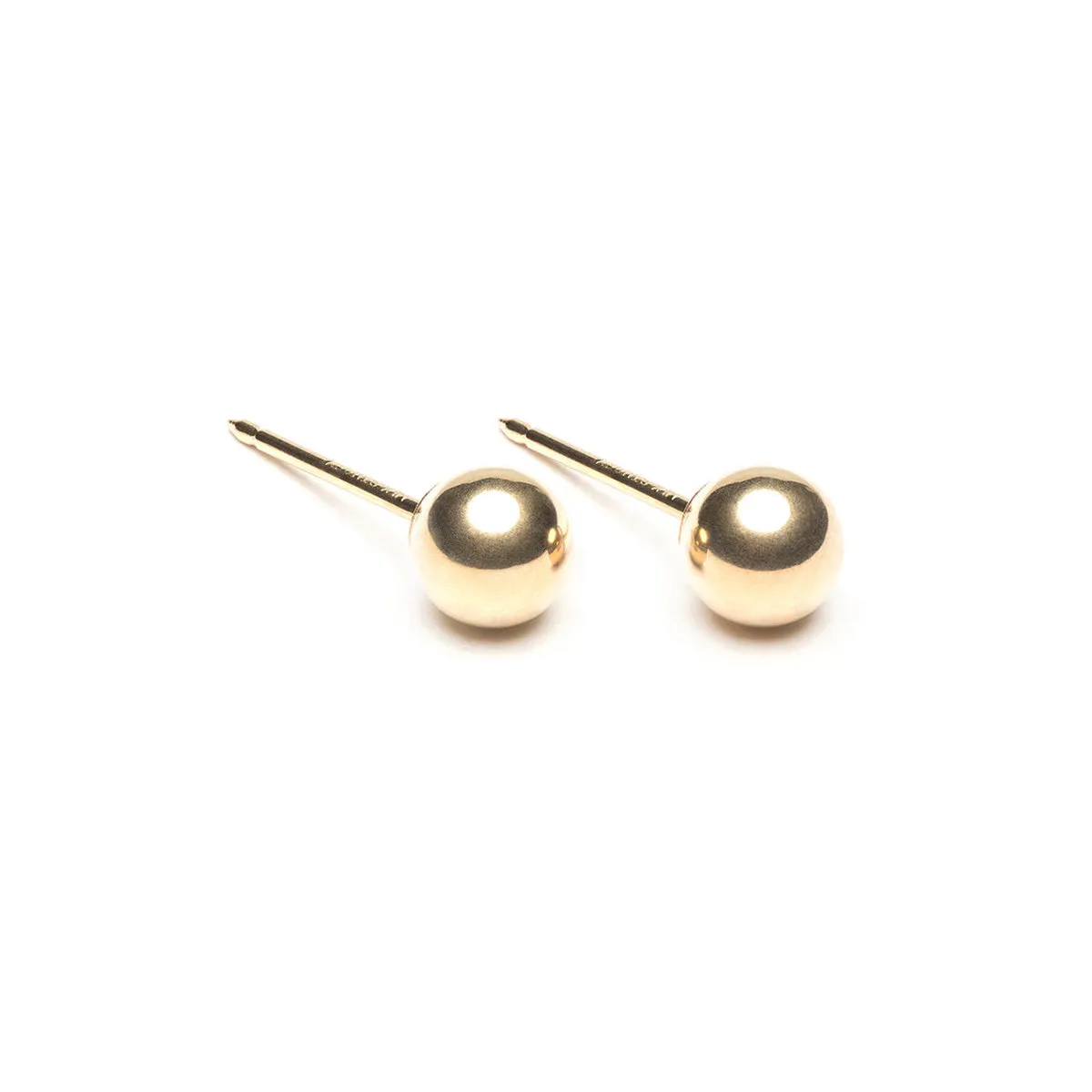 14k Yellow Gold Stud Earrings Medium Ball