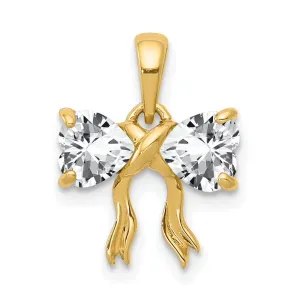 14k Yellow Gold Topaz Birthstone Bow Pendant