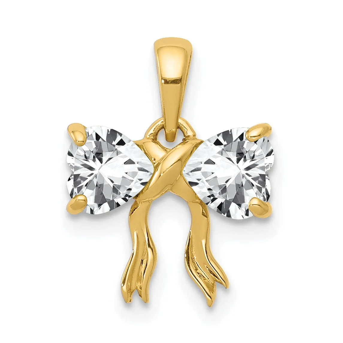 14k Yellow Gold Topaz Birthstone Bow Pendant