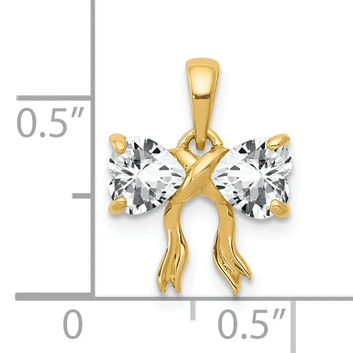 14k Yellow Gold Topaz Birthstone Bow Pendant