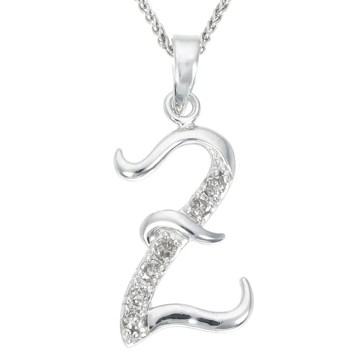 1/8 cttw Diamond Alphabet Pendant Necklace in Silver