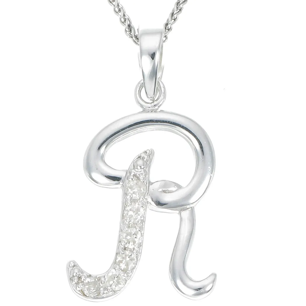 1/8 cttw Diamond Alphabet Pendant Necklace in Silver