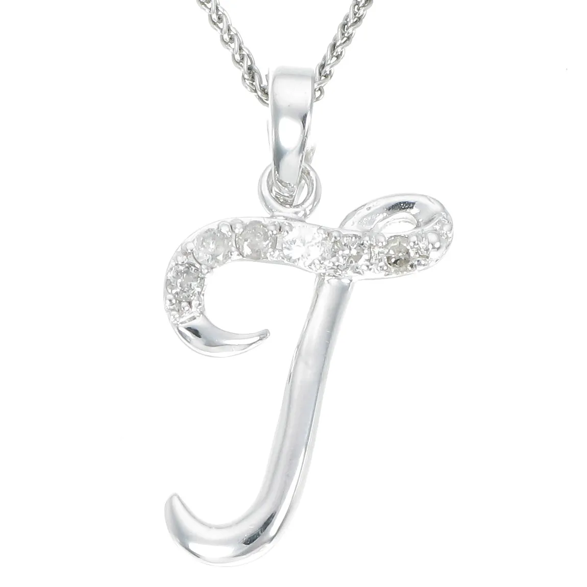 1/8 cttw Diamond Alphabet Pendant Necklace in Silver