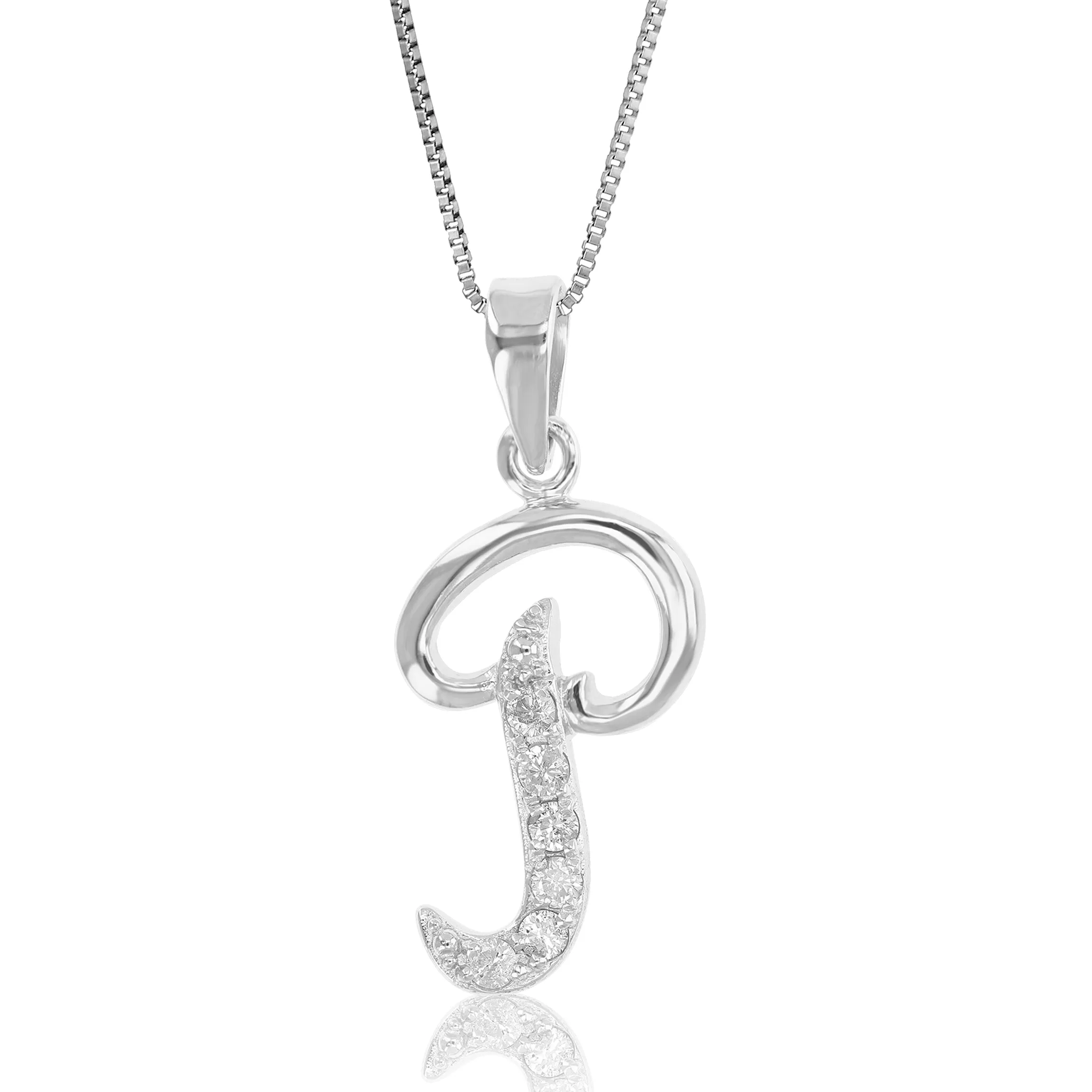 1/8 cttw Diamond Alphabet Pendant Necklace in Silver