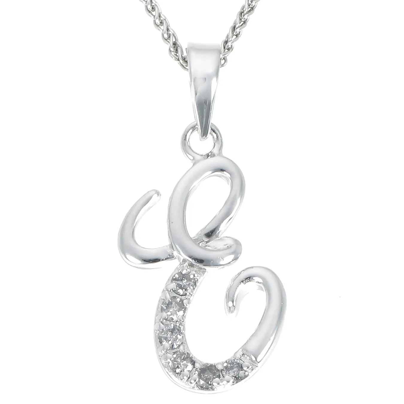 1/8 cttw Diamond Alphabet Pendant Necklace in Silver