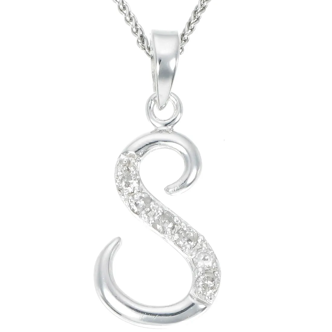 1/8 cttw Diamond Alphabet Pendant Necklace in Silver