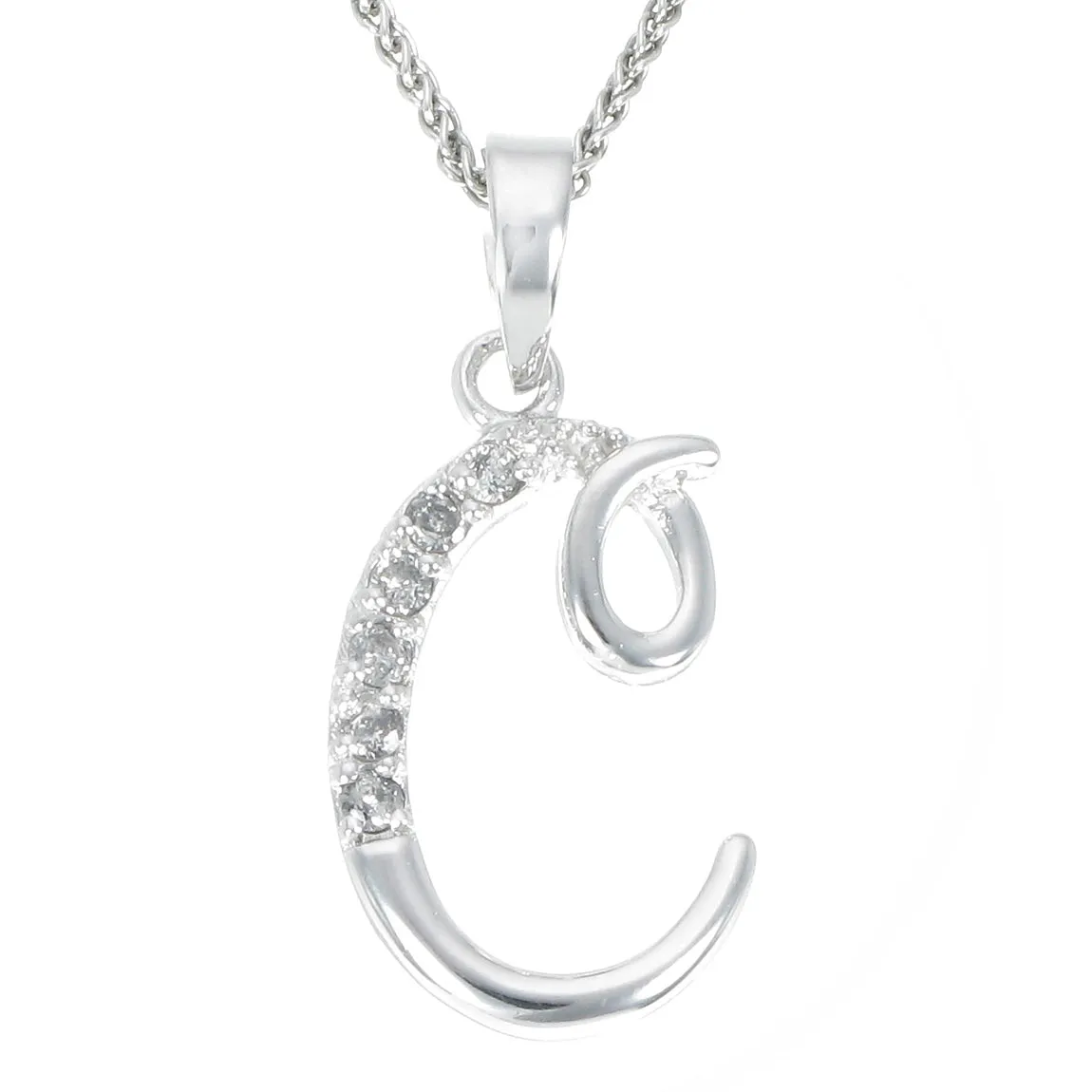 1/8 cttw Diamond Alphabet Pendant Necklace in Silver