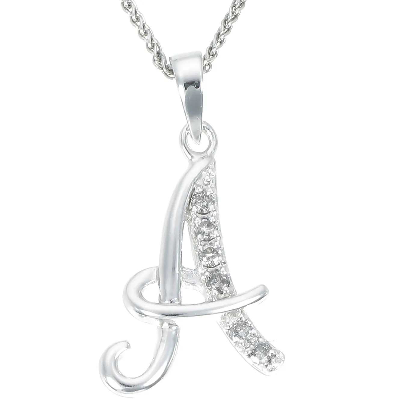 1/8 cttw Diamond Alphabet Pendant Necklace in Silver