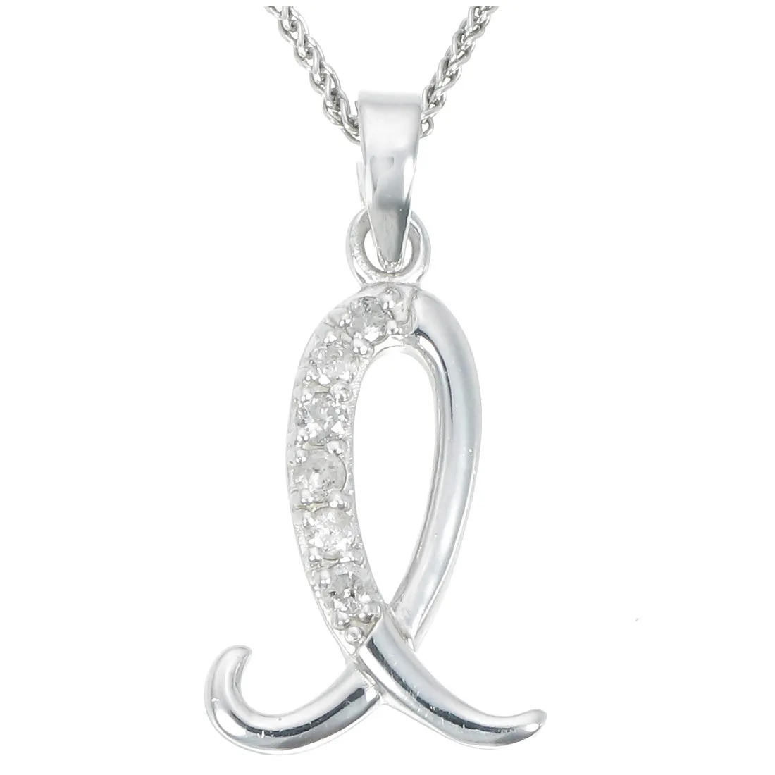 1/8 cttw Diamond Alphabet Pendant Necklace in Silver