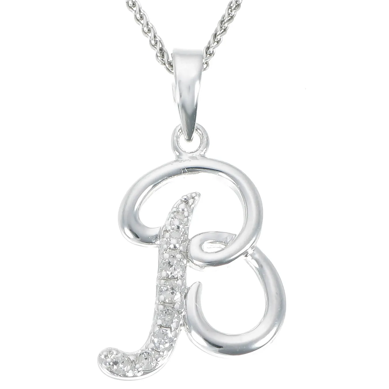 1/8 cttw Diamond Alphabet Pendant Necklace in Silver