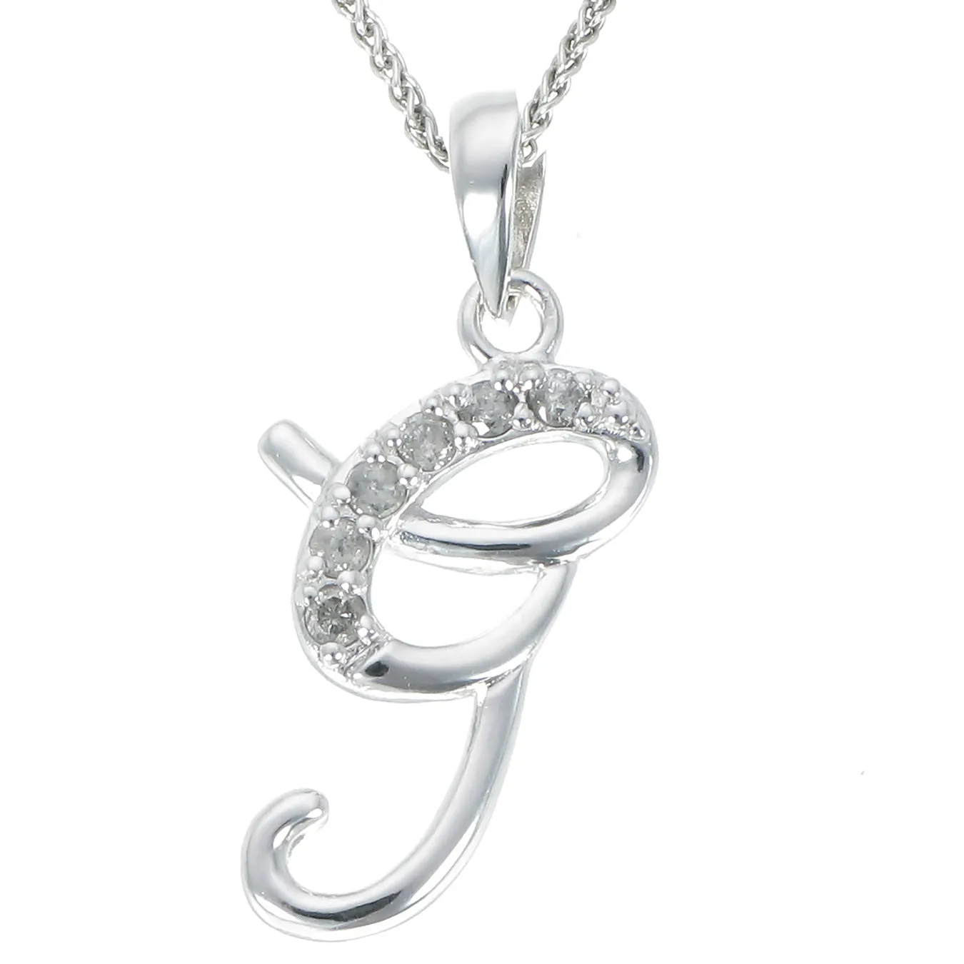 1/8 cttw Diamond Alphabet Pendant Necklace in Silver