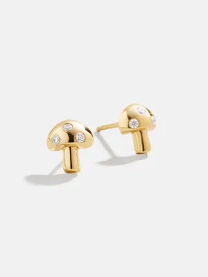 18K Gold Mushroom Earrings - Gold