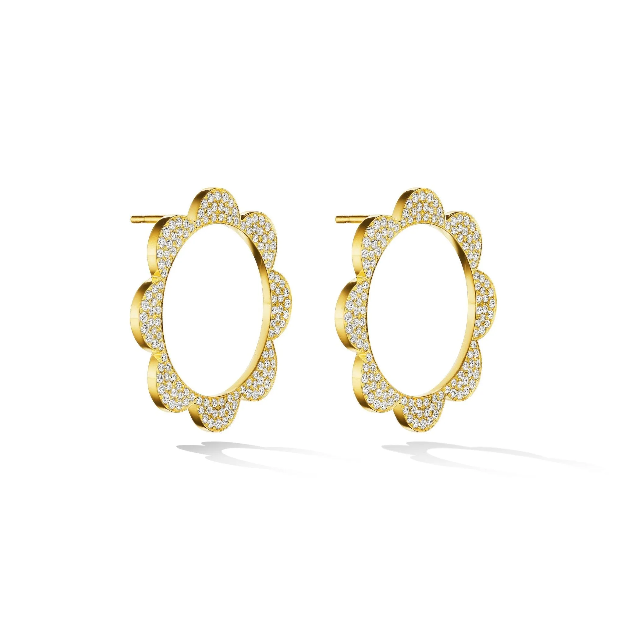 18K Yellow Gold TRIPLET Stud with White Diamonds