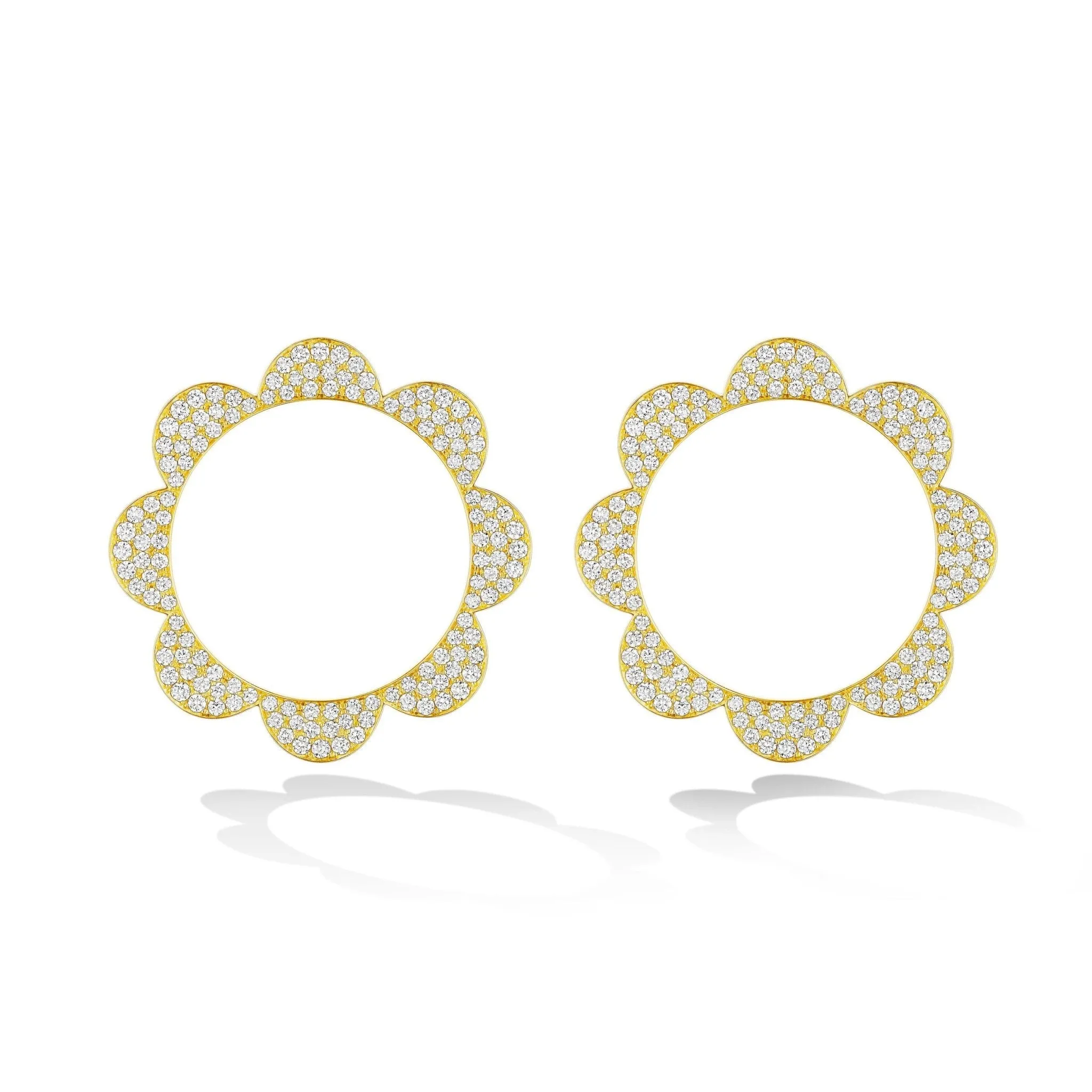 18K Yellow Gold TRIPLET Stud with White Diamonds