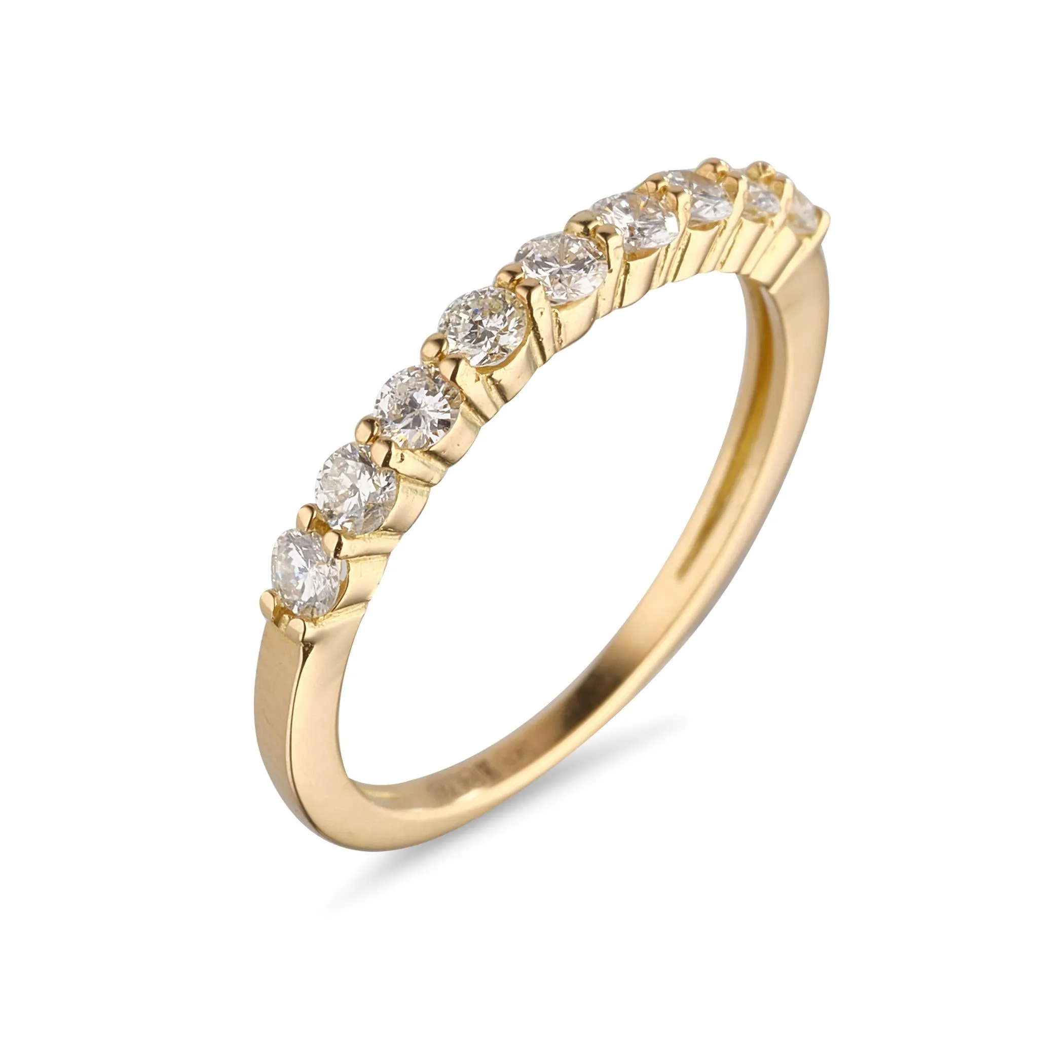 18kt Gold Nine Round Natural Diamond Ring