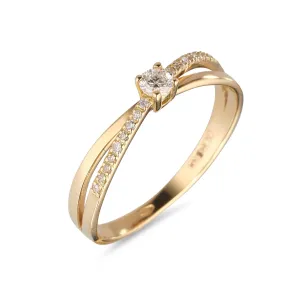 18kt Gold Round Natural Diamond Crossover Ring