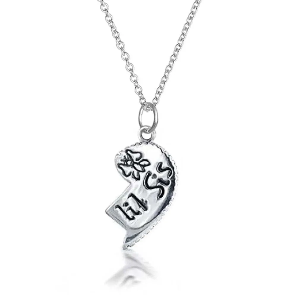 2 PCS BFF Best Friend Sisters Heart Puzzle Pendant Necklace Sterling Silver