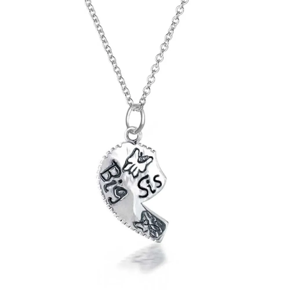 2 PCS BFF Best Friend Sisters Heart Puzzle Pendant Necklace Sterling Silver