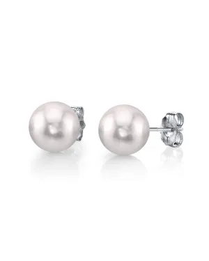 8.0-8.5mm White Akoya Round Pearl Stud Earrings