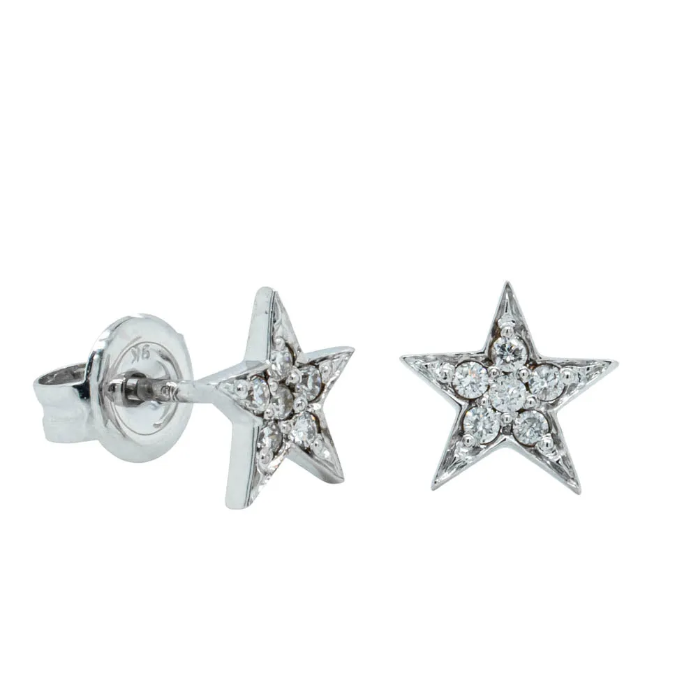 9ct White Gold .10ct Diamond Star Studs