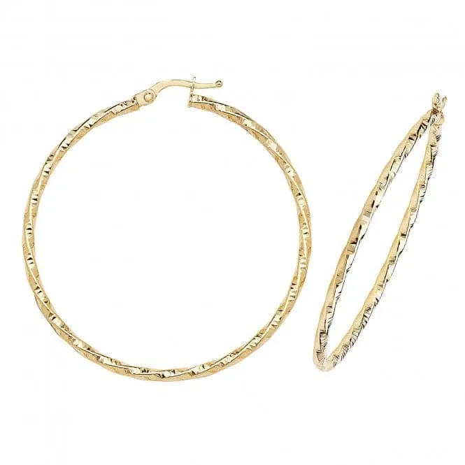 9ct Yellow Gold 50mm Double Circle Hoop Earrings ER963