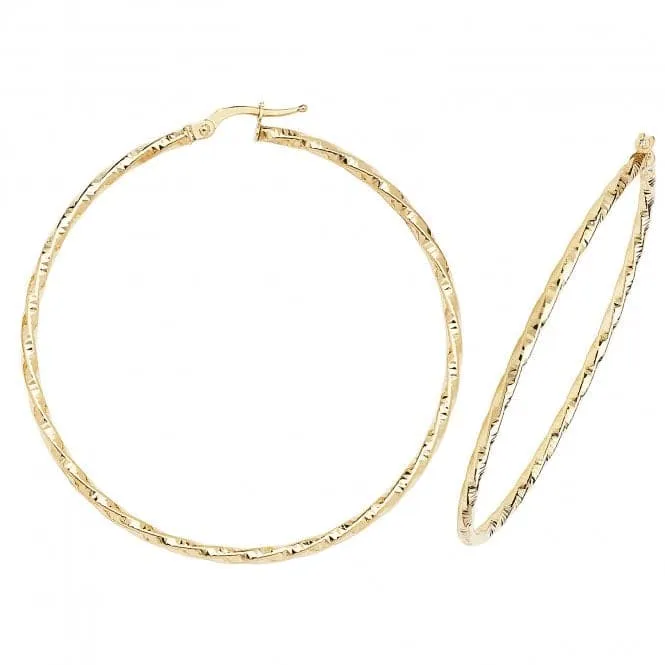 9ct Yellow Gold 50mm Double Circle Hoop Earrings ER963