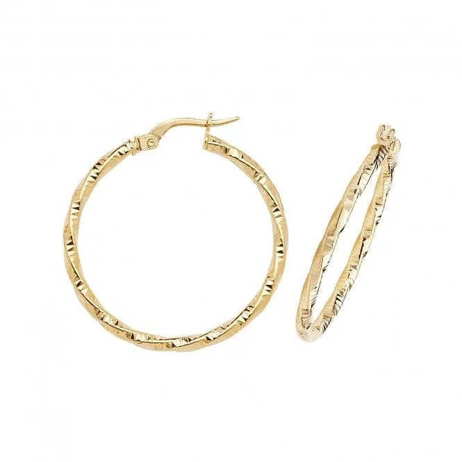 9ct Yellow Gold 50mm Double Circle Hoop Earrings ER963