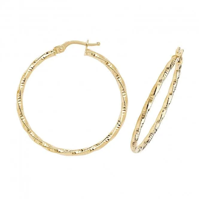 9ct Yellow Gold 50mm Double Circle Hoop Earrings ER963