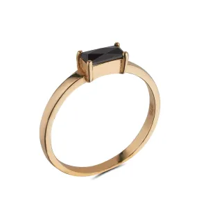 9kt Gold Baguette Cut Black Spinel Ring