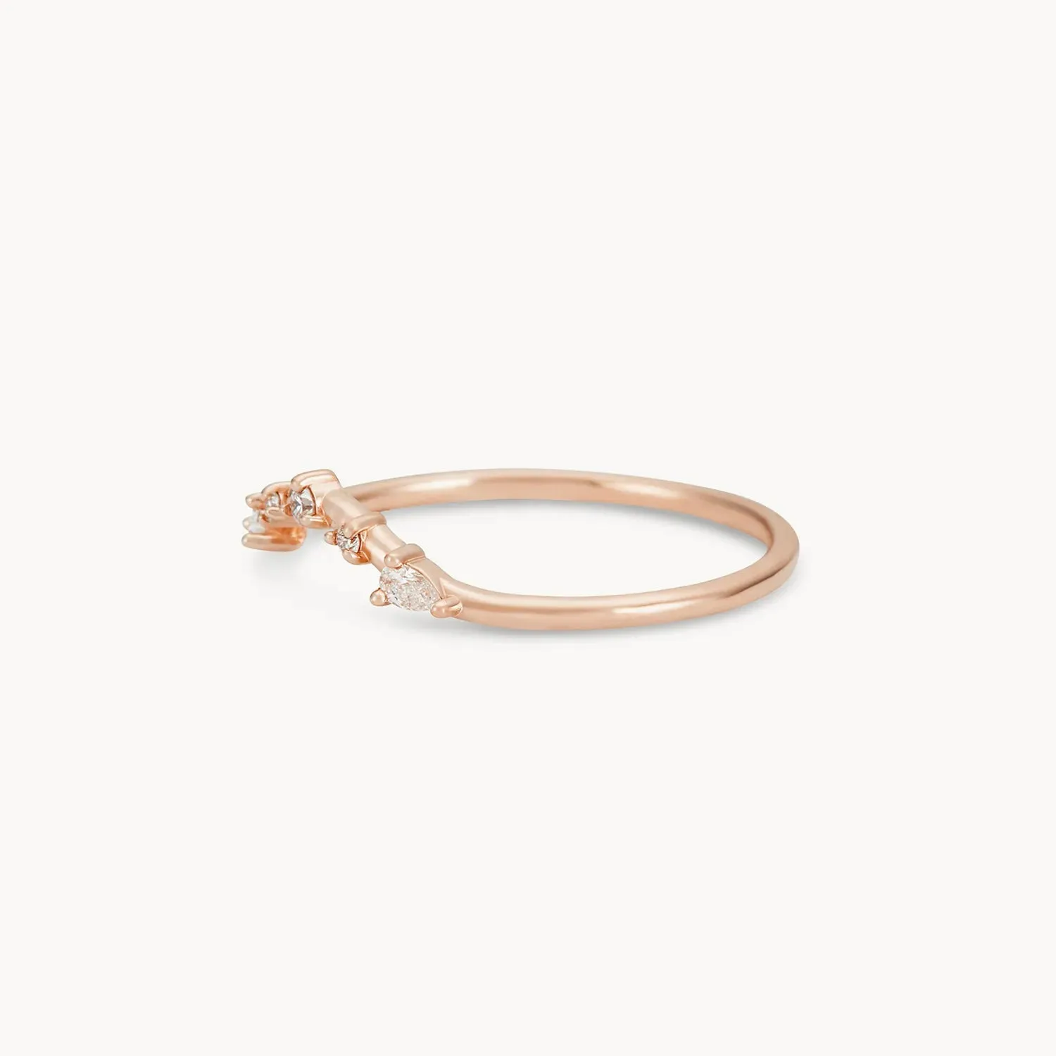 A deep love band - 14k rose gold, white diamonds