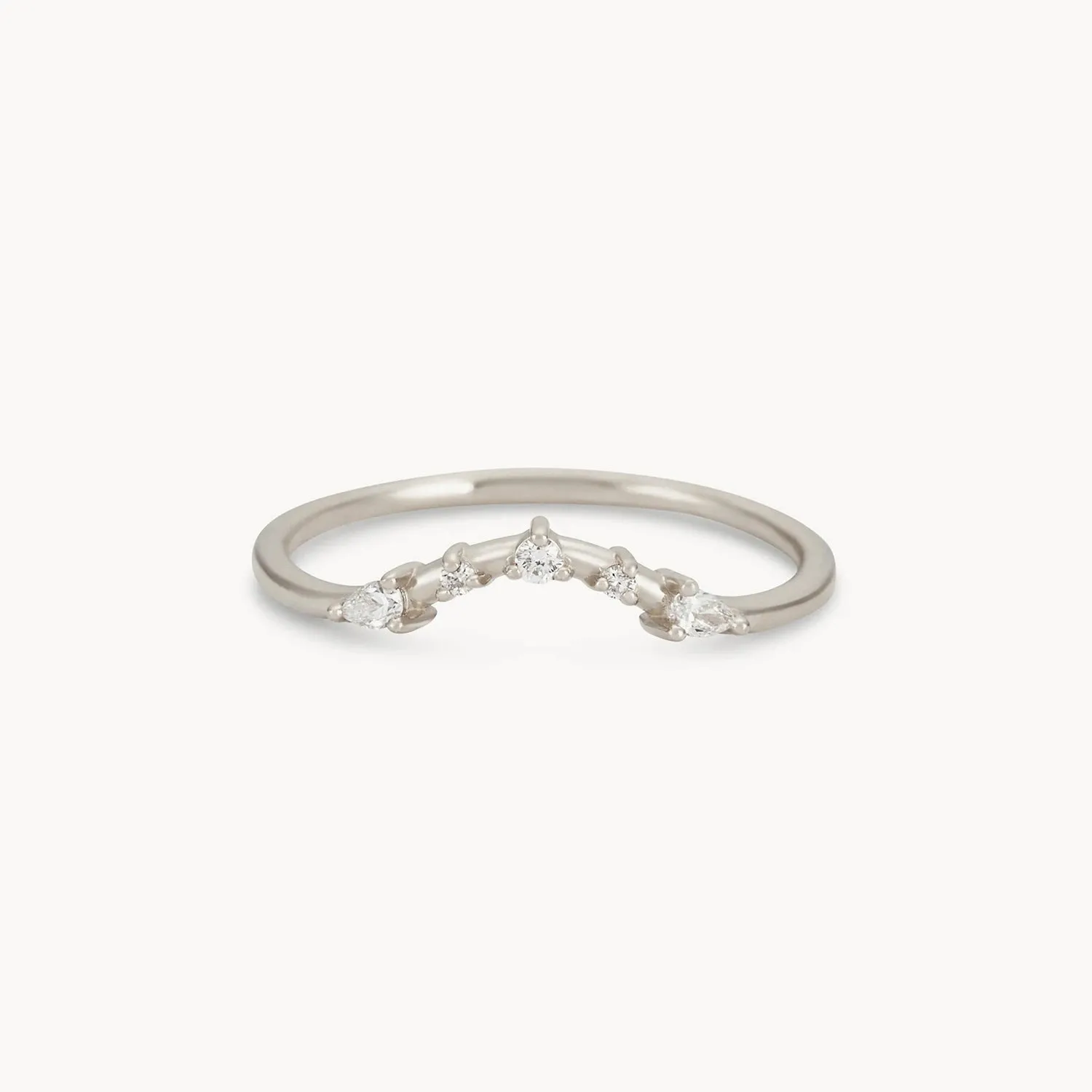 A deep love band - 14k white gold, white diamonds