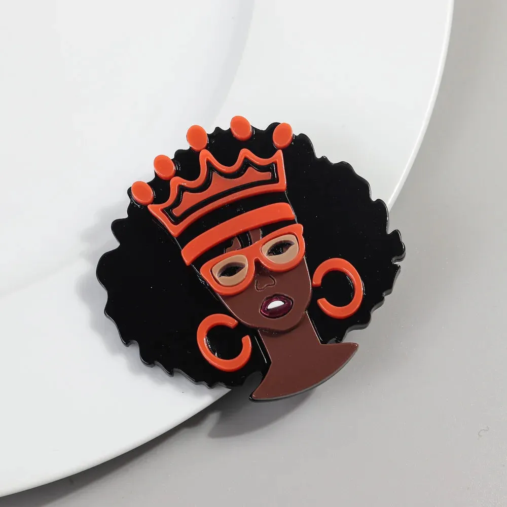 African Queen Acrylic Brooch