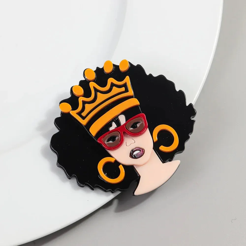 African Queen Acrylic Brooch