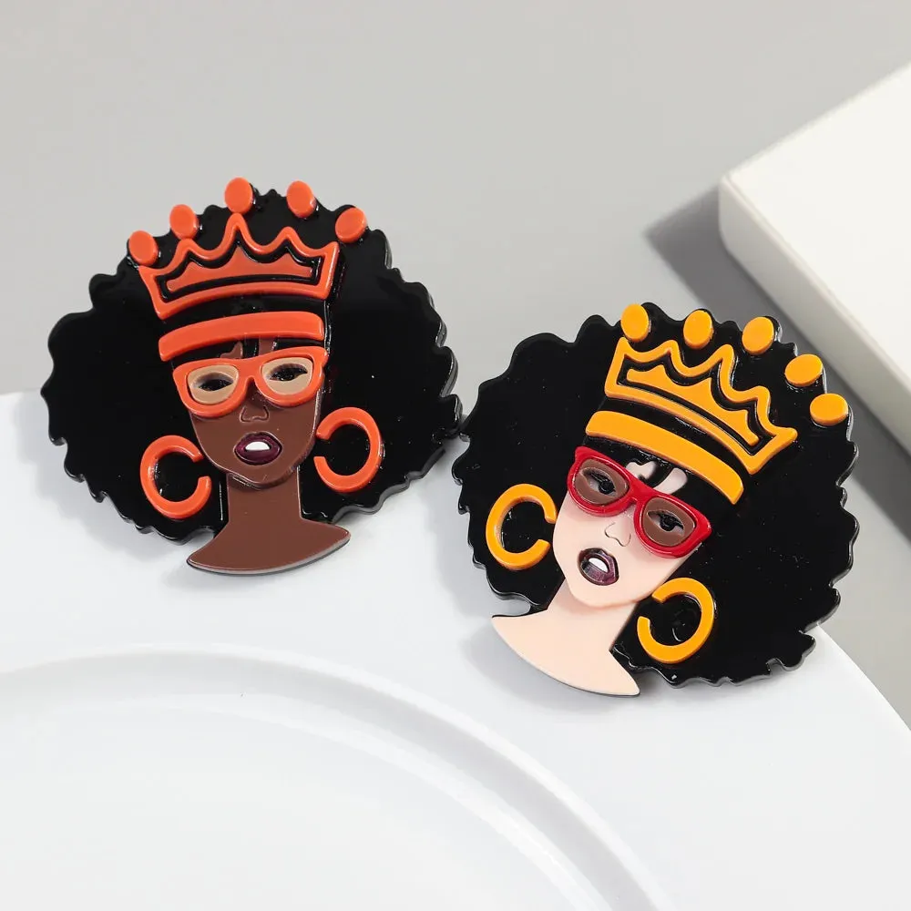 African Queen Acrylic Brooch