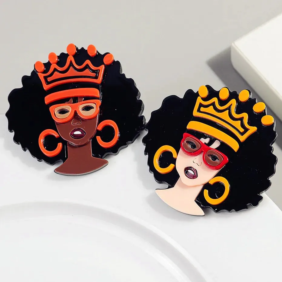 African Queen Acrylic Brooch