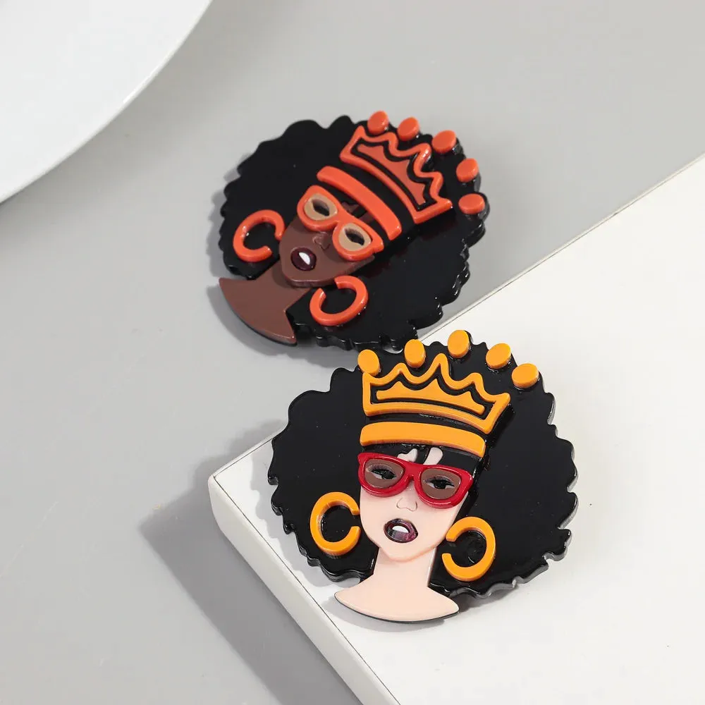 African Queen Acrylic Brooch