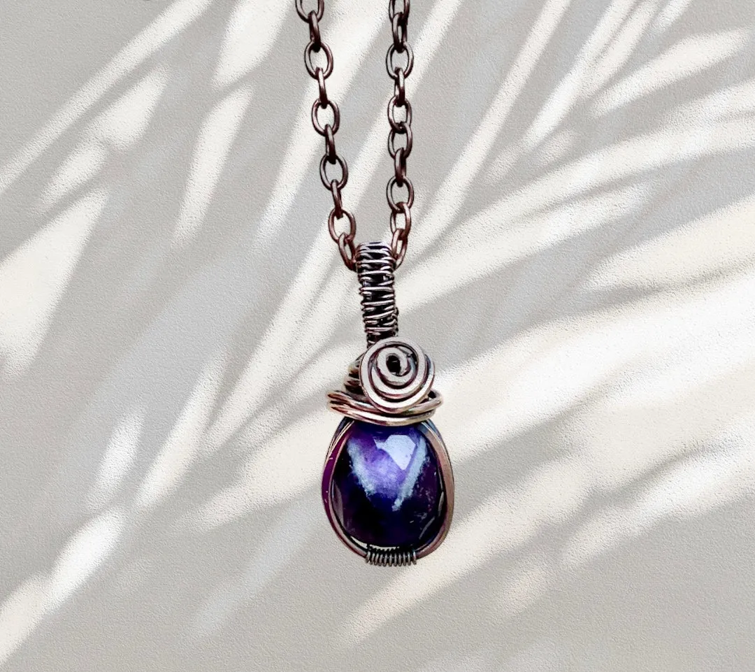 Amethyst Wire Wrapped Faceted Pendant