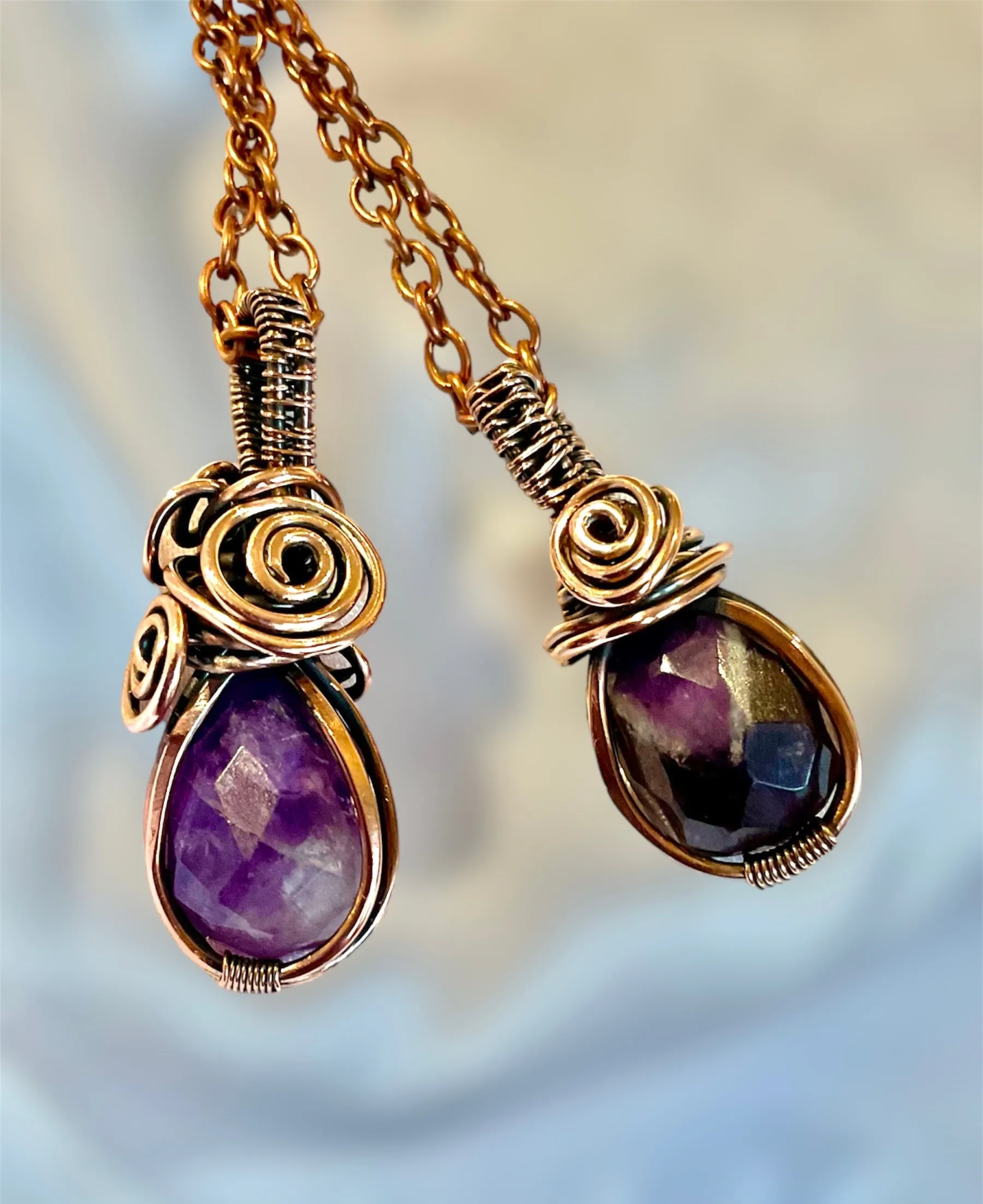 Amethyst Wire Wrapped Faceted Pendant