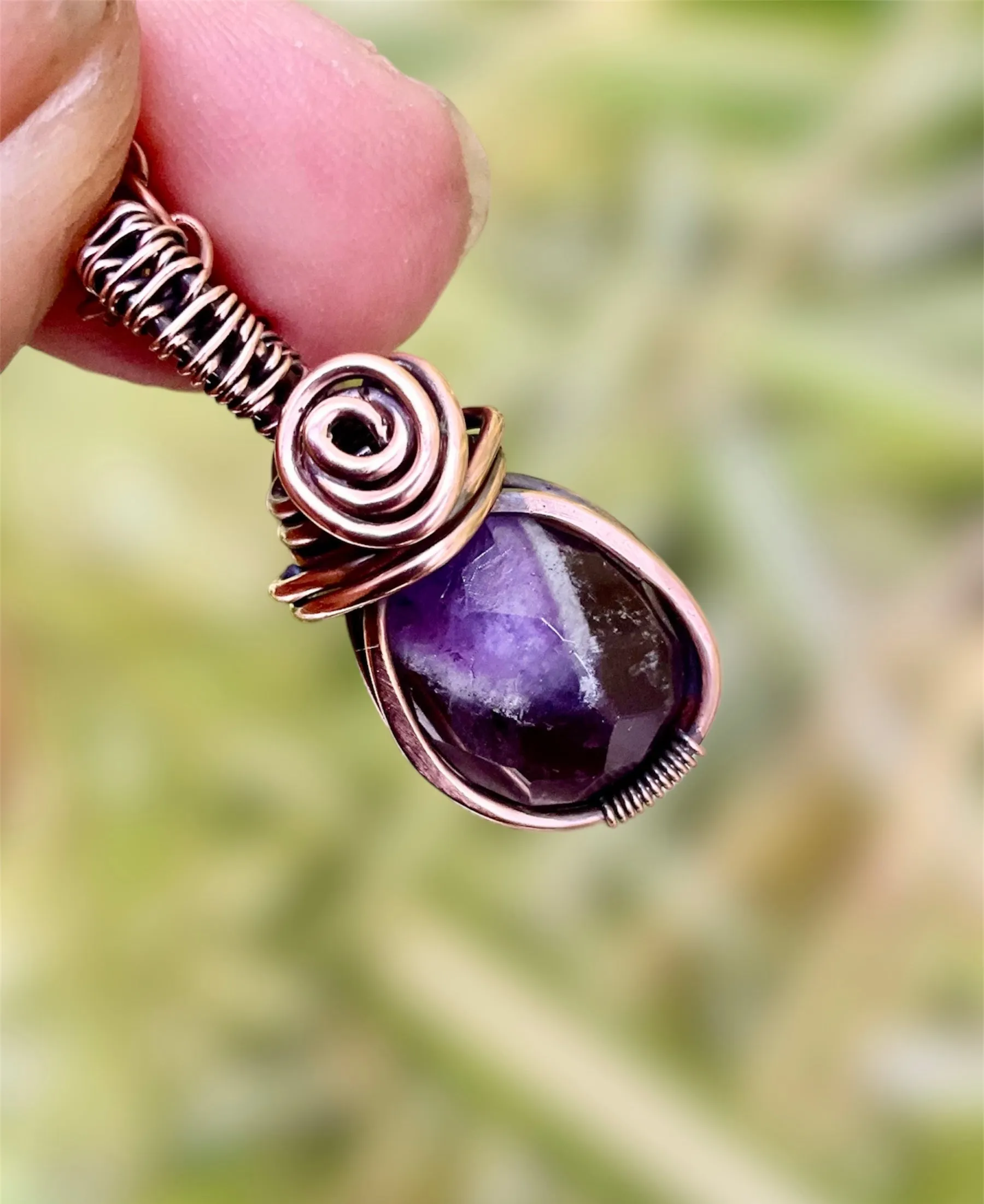 Amethyst Wire Wrapped Faceted Pendant