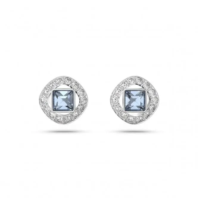 Angelic Rhodium Plated Blue Square Cut Stud Earrings 5662143